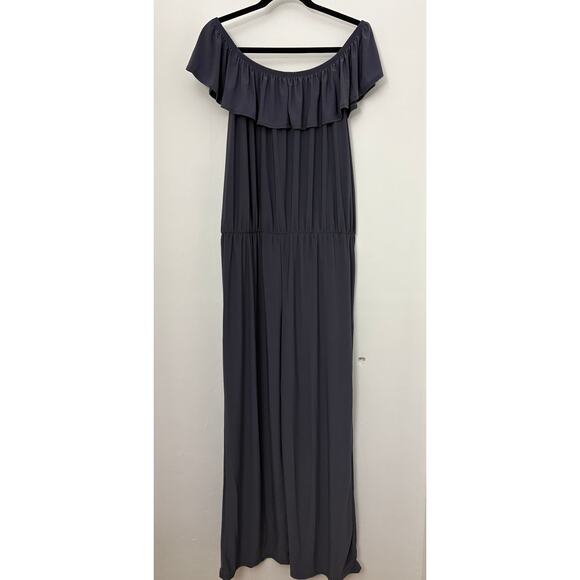 Hybrid & company Dresses & Skirts - Hybrid & Company Charcoal Off Shoulder Ruffle Maxi Dress 2X NWT Made in USA